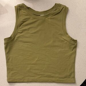 Olive Green Sleeveless Crop Tank Top